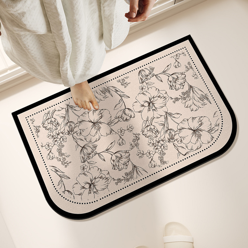 Modern Simple Light Luxury Bathroom Floor Mat Non-Slip Bathroom Easy Care Household Carpet Diatom Mud Absorbent Foot Mat