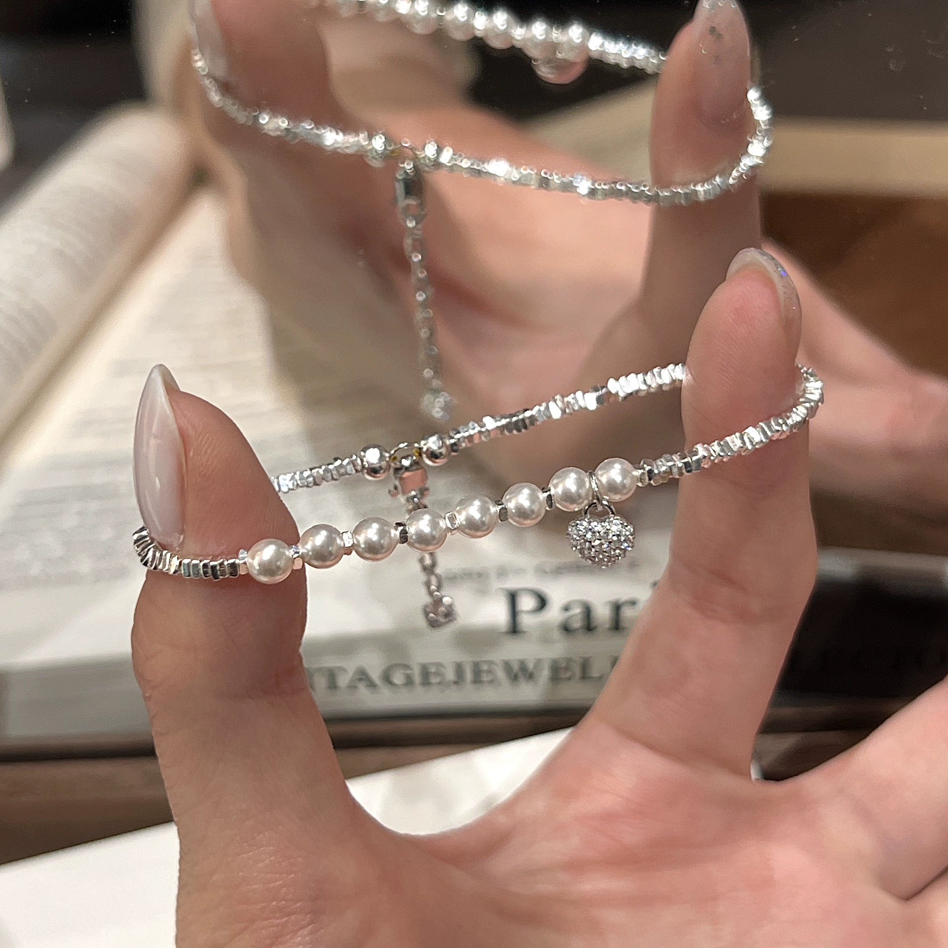 Новый браслет Love из серебра S925 с несимметричной сломанной серебряной жемчужиной, сверкающий Diamond, женский нишевый изысканный браслет Bestie SM
