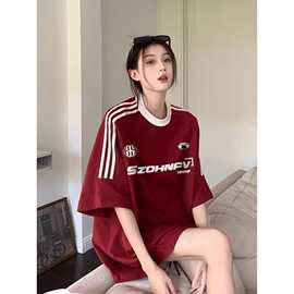 100%纯棉美式宽松盐系短袖t恤女2026夏季新款甜美ins学生上衣服潮