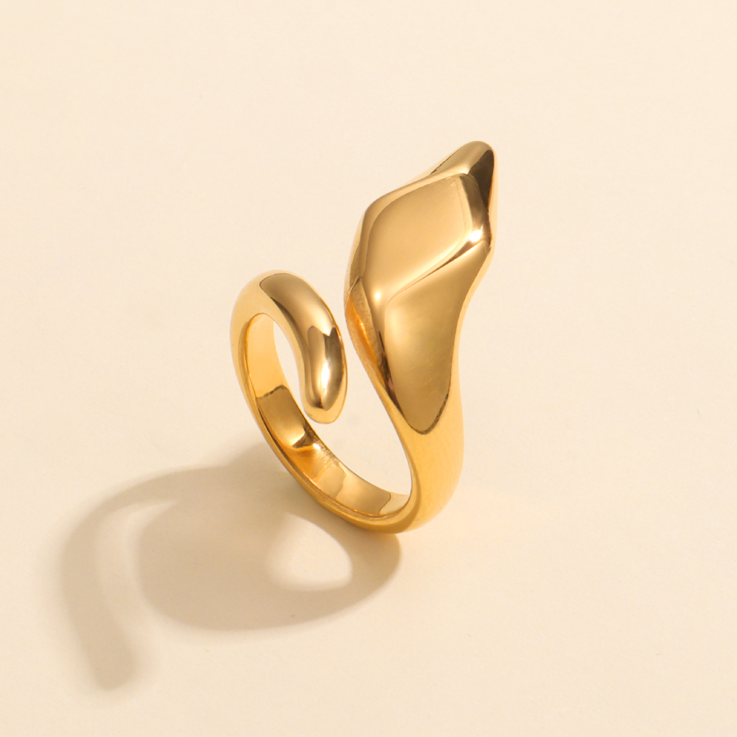 316 Stainless Steel Material Geometric Pattern 316 Stainless Steel  Ion Plating (IP) Geometric Lady Open Rings For Women's
