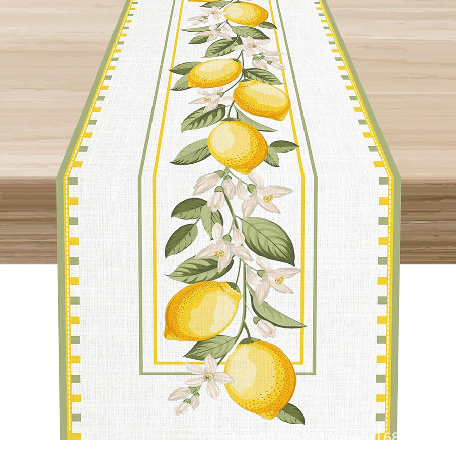 Nuevo verano limón lino bandera de mesa de fiesta al aire libre decoración de mesa de té de tela en el hogar bandera de mesa de té