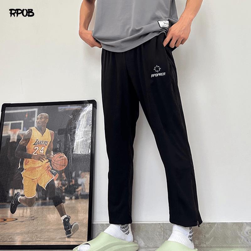 American-Style New Double-Zipper Woven Quick-Dry Long Pants for Basketball, Running, Fitness Training, Nine-Point Straight-Leg Pants