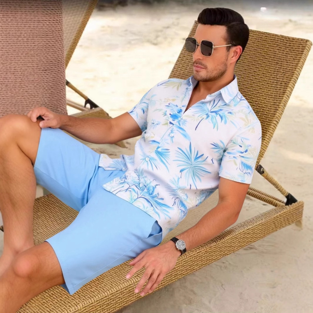 Foreign Trade Casual Vacation Printed Short-Sleeved Shirts Men's Beach Shirts Wholesale