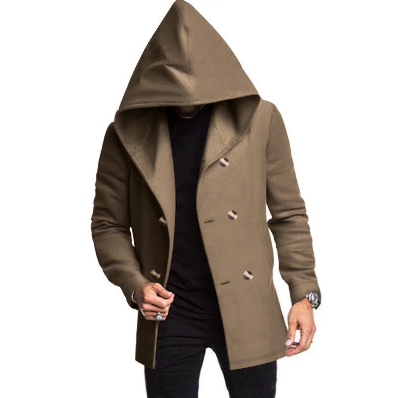 Nuevo cross-border Amazon clásico chaqueta delgada Europa y los Estados Unidos comercio exterior de color sólido casual chaqueta con sombrero hombre