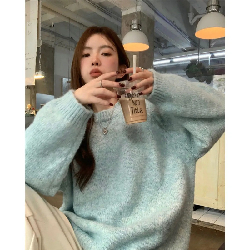 민트 그린 스웨터 [꽃이 피고 품질이 좋은 선택]