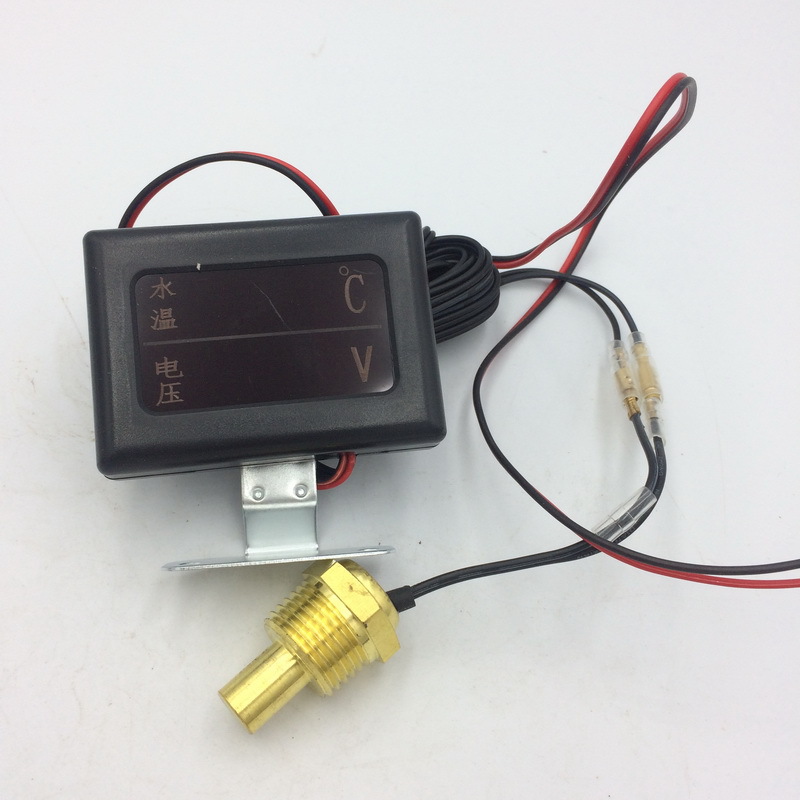 Dual display gauge 12V/24V universal for car truck modification, digital water temperature voltage combo gauge, high precision