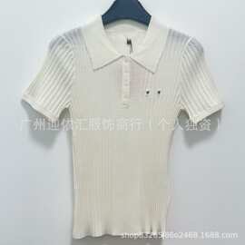 南油M家网红26高端女装早春时尚百搭红色字母针织短袖T恤现货发