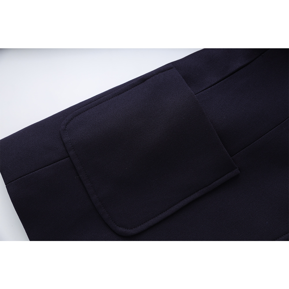 Blazer da donna slim fit ricamato blu navy con un solo bottone, cappotto formale in stile accademico con distintivo per l'ufficio, elegante per autunno e inverno._voghion.com