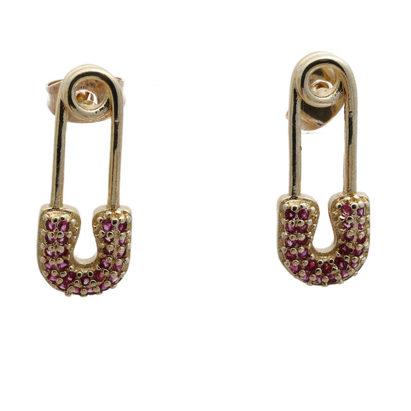 Transfronterizo nuevo cobre europeo y americano chapado en oro Cruz aretes diseño femenino sentido nicho personalidad amor pendientes