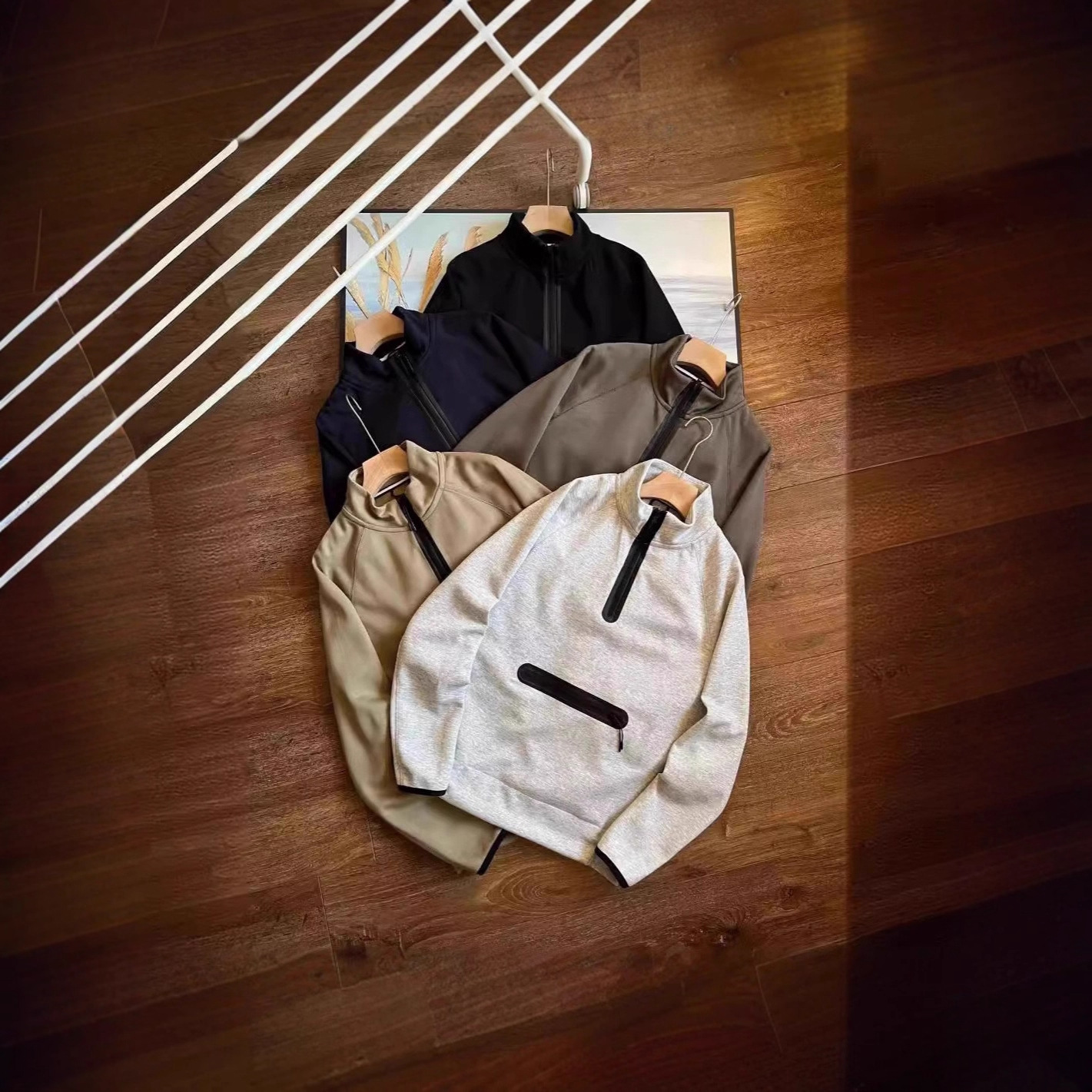 2025 Four Seasons New Men's Half-Zip Sports Casual Stand Collar Pullover Sweatshirt 998