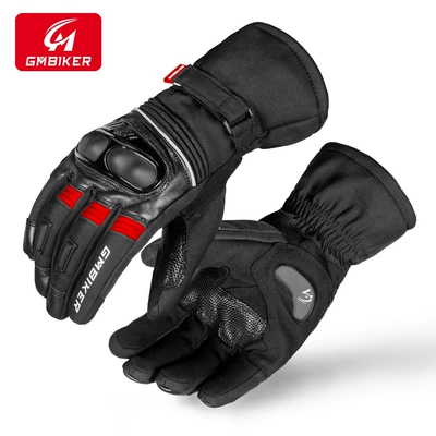 Winter Motorcycle Gloves Long fleece-lined Thickened Warm Windproof Waterproof Motorcycle Equipment Rider Drop-resistant Leather