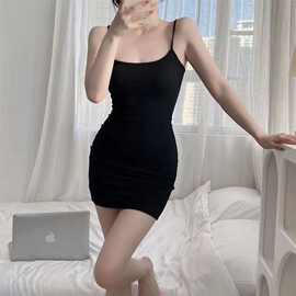 纯欲辣妹新款韩版女装修身显瘦吊带裙包臀裙百搭棉长款背心裙露背