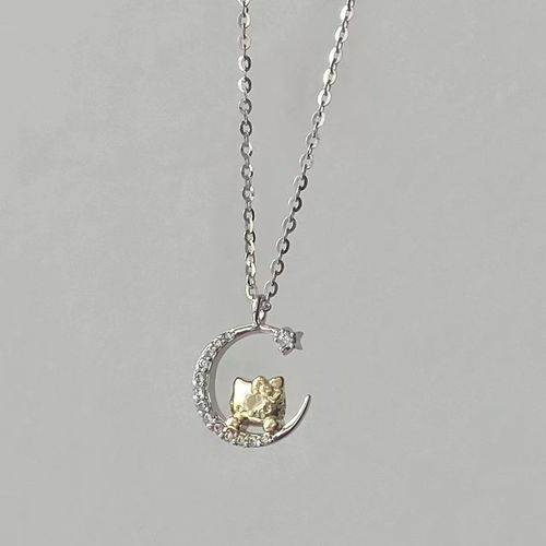 Cartoon Cute Sanrio HelloKitty Hello Kitty Light Luxury Niche Moon Necklace Women's Sweater Chain Gift