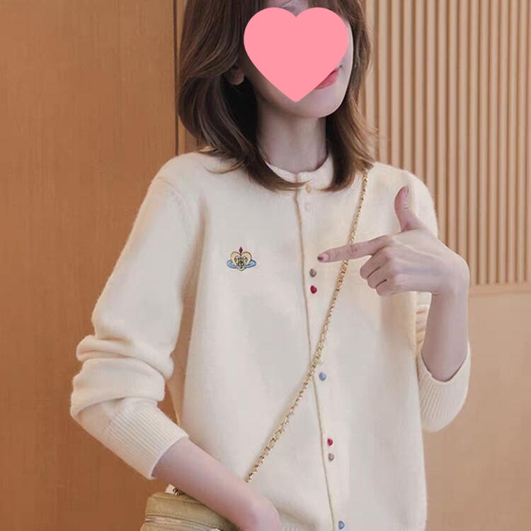 Korean-style colorful embroidered round-neck sweater, 2026 spring new loose-fitting knitted cardigan jacket, long-sleeved top Korean-style colorful embroidered round-neck sweater, 2026 spring new loose-fitting knitted cardigan jacket, long-sleeved top