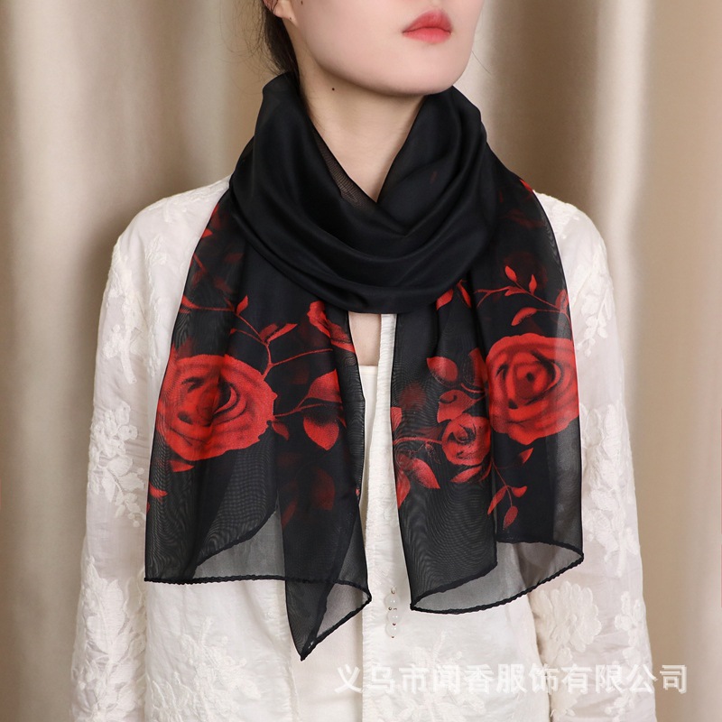 Fashionable shiffon light and thin breathable scarf for elderly