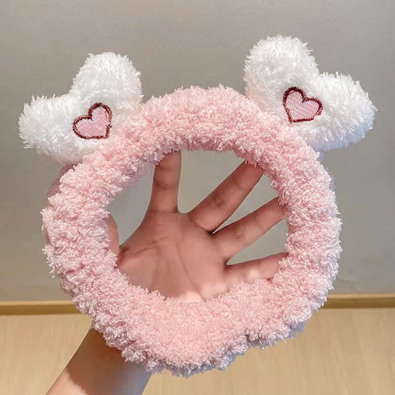 Lavado de la cara banda de pelo de moda femenina Coreana Red diadema roja estudiante dulce Linda máscara de maquillaje banda de pelo horquilla