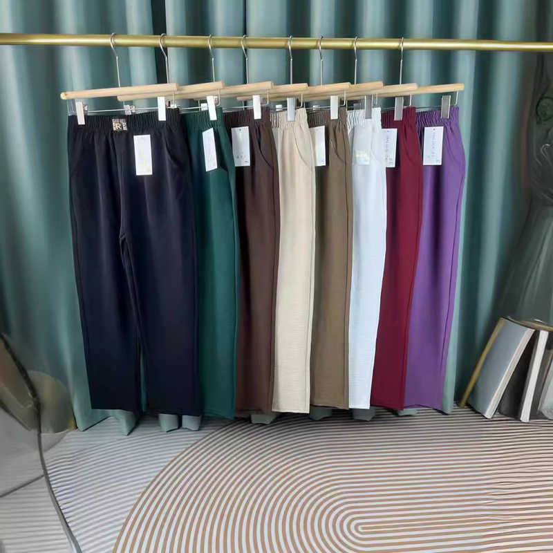 Di Fei Yang Tian Silk Wrinkled Nine-point/Seven-point Bubble Cotton Linen Ice Silk Women's Pants Middle-aged and Elderly Leisure Stall Running in the Jianghu Di Fei Yang Tian Silk Wrinkled Nine-point/Seven-point Bubble Cotton Linen Ice Silk Women's Pants Middle-aged and Elderly Leisure Stall Running in the Jianghu