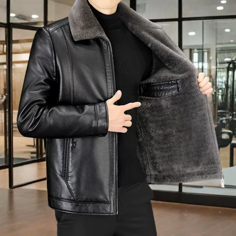 Keep warm demi-season short down jacket, for middle age