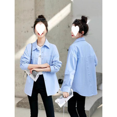 春秋新款韩版时尚宽松大码糖果色衬衫女休闲百搭衬衣洋气减龄外套