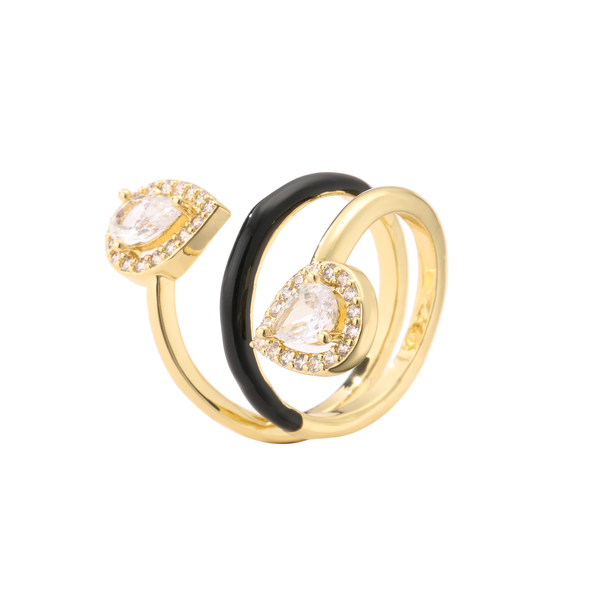 Womenu0027S Fashion Simple Style Water Droplets Gold Plated Artificial Rhinestones Rings Stainless S