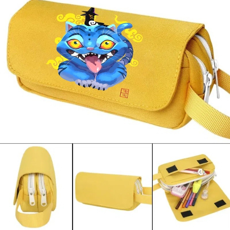 新款猎魔女团卡通印花大容量双层手提笔袋中小学生文具袋|undefined