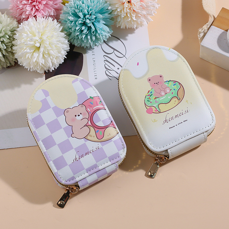 Donuts de dibujos animados transfronterizos lindo paquete de tarjetas de órgano temu venta caliente monedero de dibujos animados paquete de identificación de múltiples tarjetas