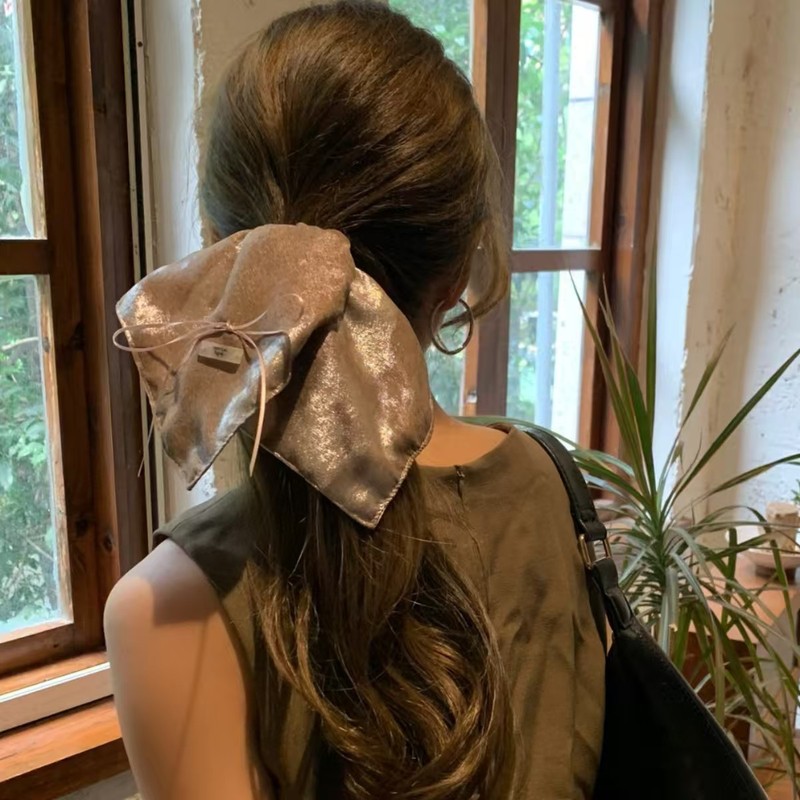 温柔百搭珠光细闪质感复古印花设计大肠圈女低马尾发绳扎头发皮筋|undefined