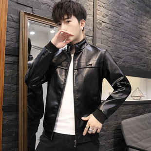 Factory Direct Supply Cross-Border New Spring and Autumn Men's Leather Jacket Casual Jacket Youth Pu Casual Jacket Men's Wholesale