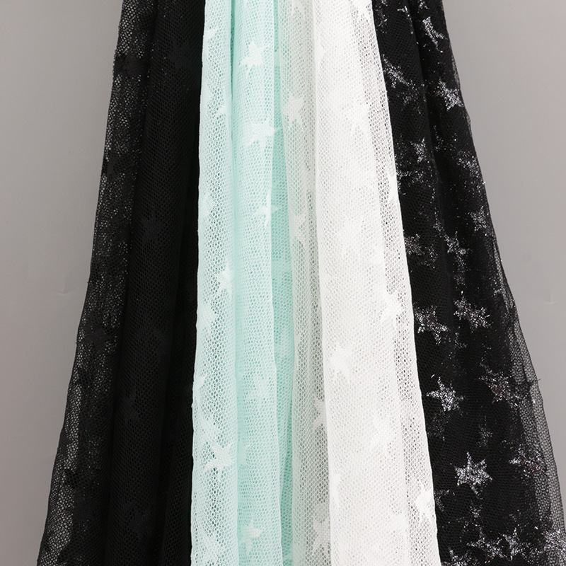 厂家供应 五角星网眼布网纱裙纱舞台服装面料辅料 2020新款