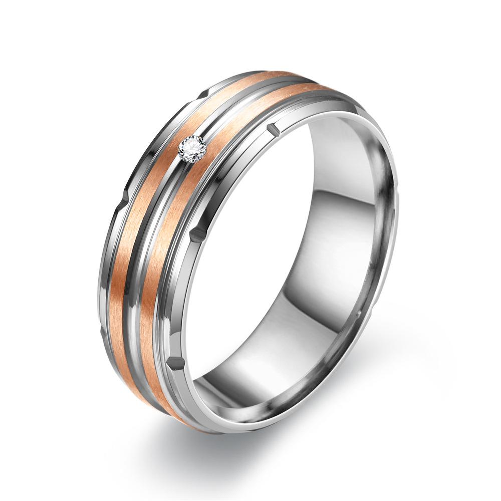 1 Piece Quantity Simple Style Lines Stainless Steel Plating Couple Rings