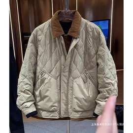 羽丝两件翻领夹克保暖新款外套潮流冬季轻薄休闲短款棉服男士现货