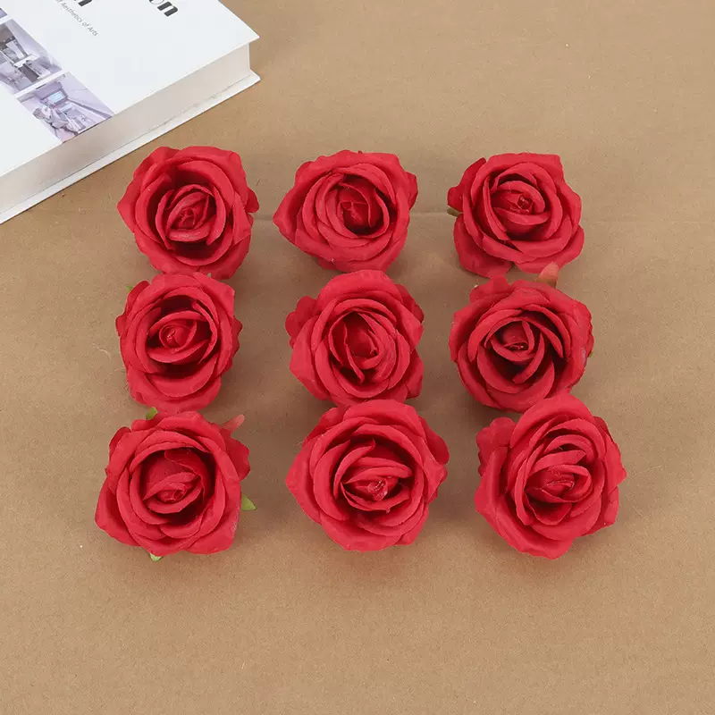 仿真小巴黎玫瑰花头DIY手工礼盒饰品花墙装饰仿真人造花假花批发