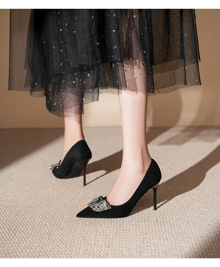 9888H-101 Wildleder-Schleifen-Strass-Schuhe – Hochzeitsschuhe, Alltagsschuhe, professionelle, vielseitige Schuhe für Arbeit, Bankett und festliche Anlässe_voghion.com