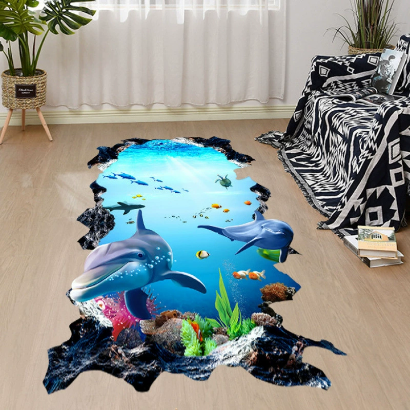 3D стерео через стену, чтобы наклеить пещеру дельфин, наклейка креативная личность, наклейка на стену, плакат обои, самоклеящаяся наклейка E020