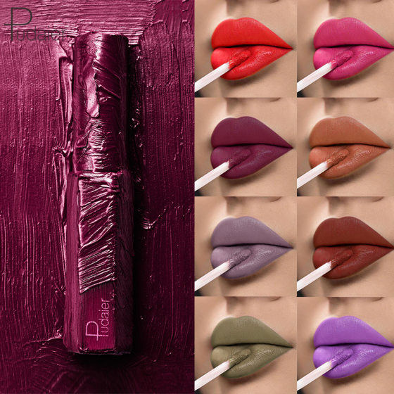 Pudaier cross-border hot 36-color matte matte matte lip gloss color not easy to stick to the Cup lip glaze liquid lipstick