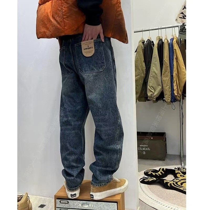 立体多折位伐採工装ジーンズ男女四季潮牌ハロン直筒|undefined