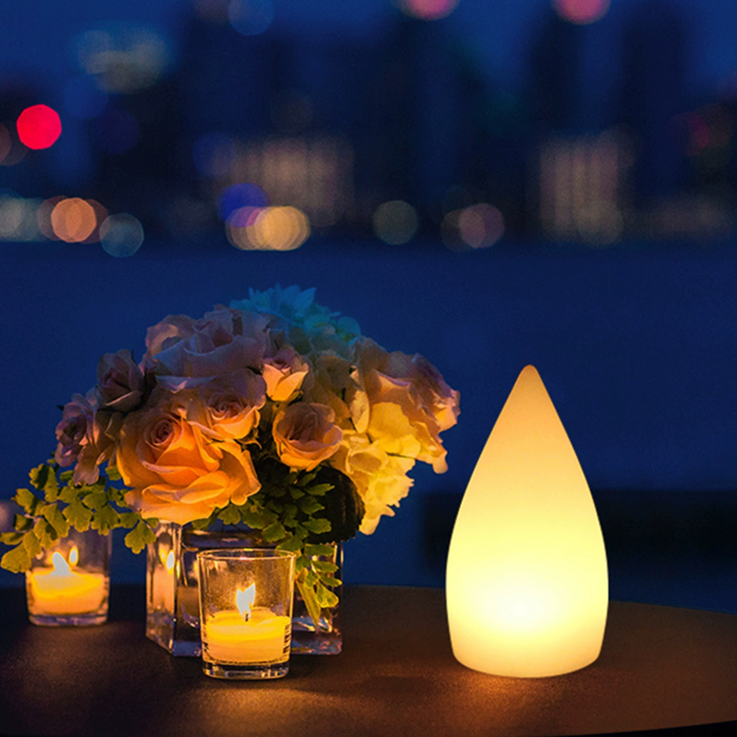 Светодиодная перезаряжаемая настольная лампа в форме капли воды для улицы, кемпинга, ресторана, кафе, бара, декоративный ночник, настольная лампа для бара