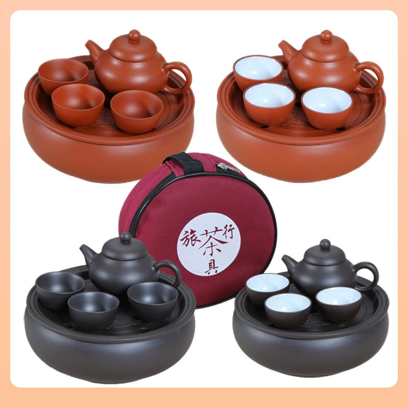 Teapot for traveling, handheld ceramic tea set