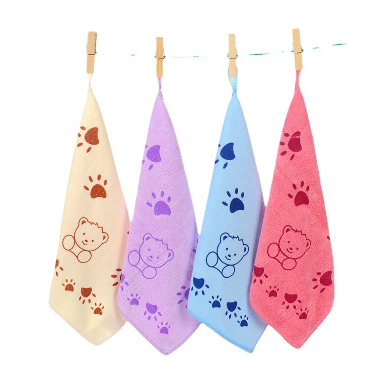 Small Square Towel Kidsren's Towel Kindergarten Face Wash Hand Towel Absorbs Water and Does Not Shed Lint Cartoon Printed Hand Towel 30