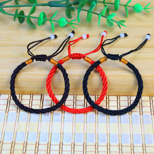 Hand-Woven Ethnic Style Red Rope Bracelet for Men and Women Couple's Year of Life Thick Wreaths Red Hand Rope Gift