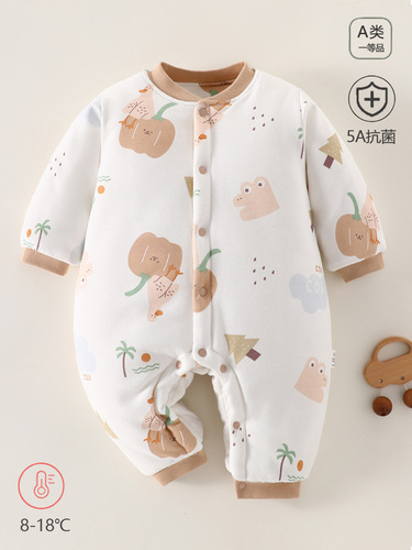 Winter baby one-piece clothes peg cotton three-layer warm and thickened newborn clothes Class A pure cotton baby clothes climbing clothes