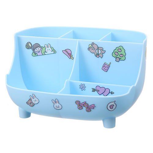 Cute sofa-shaped pen holder, office study desktop 6-compartment storage plastic pen holder, multi-functional sundry storage box
