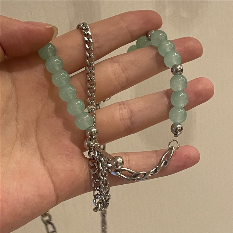 Wholesale Jewelry Green Aventurine Beaded Double Layer Necklace Nihaojewelry display picture 5