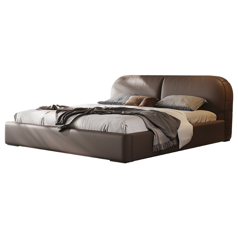 Cama de cuero genuino cama moderna minimalista dormitorio principal italiano minimalista apartamento grande cama doble 1,8 m cama de cuero de almacenamiento cama de boda
