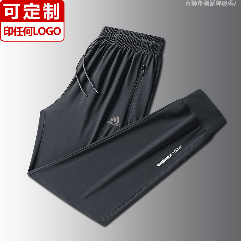 Summer Ice Silk Trousers Men's Leg-in Sports Pants Nylon High Elastic Quick-drying Casual Pants Straight-leg Loose Large Size Pants Summer Ice Silk Trousers Men's Leg-in Sports Pants Nylon High Elastic Quick-drying Casual Pants Straight-leg Loose Large Size Pants