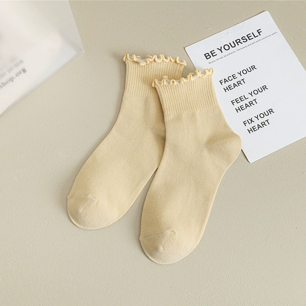 [Short wooden ear combed cotton] Light yellow.