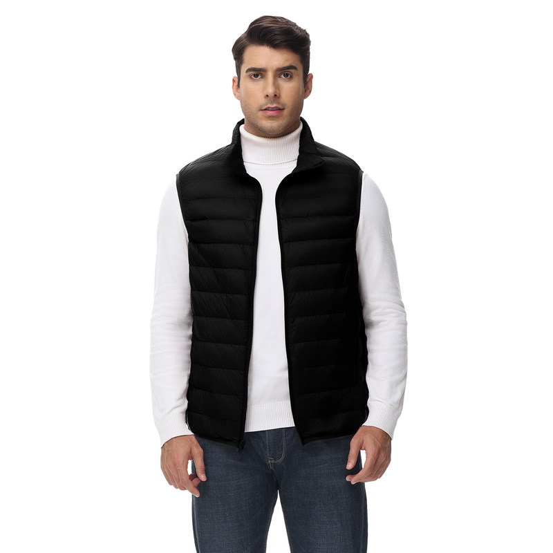 2025 Autumn/Winter Men's down Vest Fashionable and Warm 80% White Duck down Cross-Border Stand Collar Jacket Lightweight down Coat
