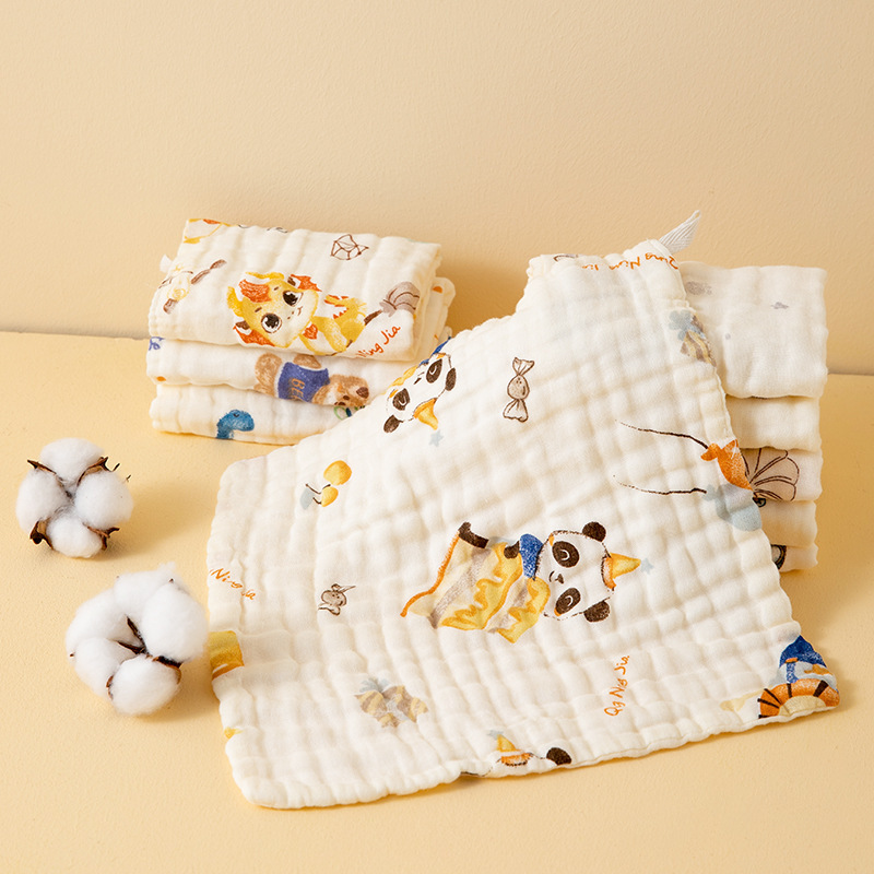 Baby saliva towel pure cotton gauze baby square towel soft cartoon children's face towel newborn small square towel children's towel Baby saliva towel pure cotton gauze baby square towel soft cartoon children's face towel newborn small square towel children's towel