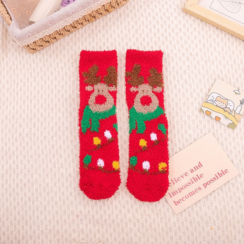 Calcetines Navideños Térmicos de Terciopelo de Coral Transpirables y Antibacterianos para Invierno image 17