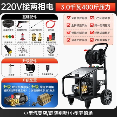 Ultra-High-Pressure Industrial-Grade Cleaning Machine 500kg Three-Phase Ar Commercial Car Washing Machine 380V High-Power Rust Removal Water Gun (Car washing machine) - standard-30kw220vpressure-220kg-reelimported-mx-pump